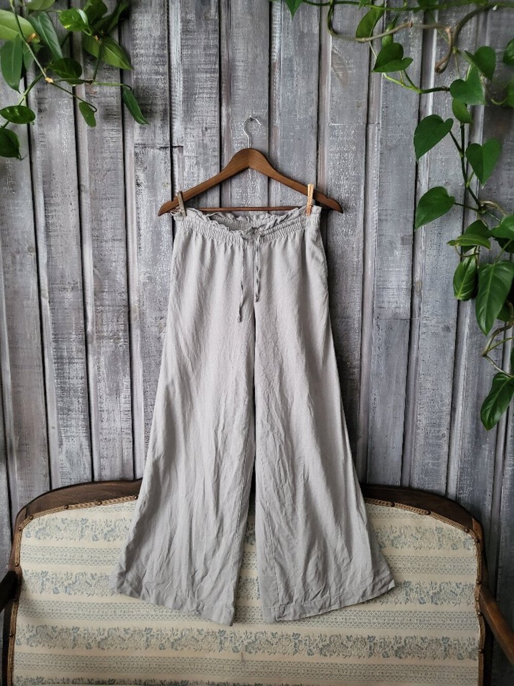 H&M Divided Wide Leg Linen Blend Pants XS Gray